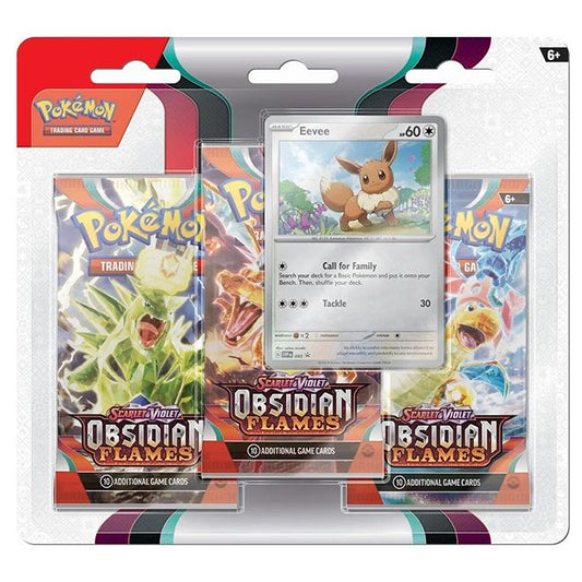 Pokemon - Scarlet & Violet - Obsidian Flames - 3 Pack Blister - Eevee